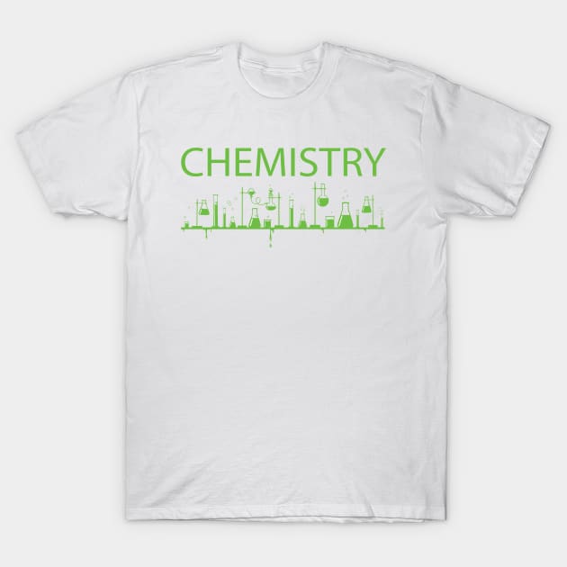 Chemistry (Green Print) T-Shirt by csunasbmbchapter